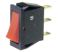 Déviateur ON-ON à bascule, bouton rouge, unipolaire SPST, 2 positions, rectangulaire, autobloquant, montage sur panneau, trou 29 x 10 mm, portée 220 V 230 V 16 A, contacts laiton 6,35 mm, basculant