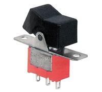 Déviateur unipolaire à bascule SPDT unipolaire ON-OFF-ON avec bouton noir et bornes à souder, fixation à vis, 125 V 6 A