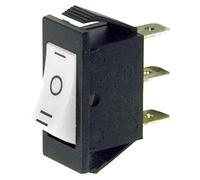 Déviateur unipolaire à bascule SPDT unipolaire ON-OFF-ON, Interrupteur a bascule avec bouton blanc et bornes faston 6,35 mm, trou de montage 27,7 x 12,6 mm, 250 V 16 A