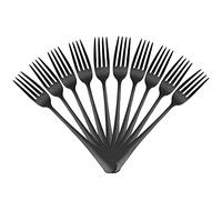 Devico Lot de 10 fourchettes réutilisables en acier inoxydable Noir