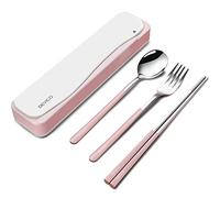 DEVICO Travel Utensils, 18/8 Stainless Steel 4pcs Cutlery Set Portable Camp Reusable Flatware Silverware, Include Fork Spo...