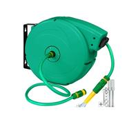 ENROULEUR - TECTAKE - Dévidoir Enrouleur de Tuyau de Jardin Support de Tuyau d’Arrosage Automatique Mural 20 m - Vert