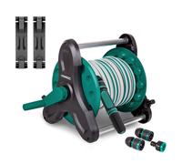 VONROC Dévidoir Jardin avec Tuyau 10m - Prêt à Arroser, Facile à Utiliser - Kit Complet - Enrouleur Mural - Buse Réglable - Raccords de Tuyau et de Robinet Inclus