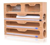 Dévidoir de film 5 en 1 avec cutter, compatible avec coupe-film, distributeur de film d'aluminium, dérouleur de film alimentaire, distributeur de film alimentaire pour tiroir de cuisine (40 x 29,5 x 8