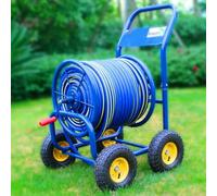 Dévidoir de tuyau d'arrosage avec roulettes, solution de stockage de tuyau d'eau d'extérieur robuste pour la maison, le lavage de voiture et l'irrigation agricole