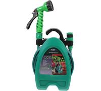 Dévidoir de Tuyau d'Arrosage avec Support Mural, 10 Mètres, Pistolet d'Arrosage Multi-Jets, Vert (ovale)