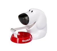Scotch Distributeur de ruban adhésif de bureau en forme de chien C31 blanc avec ruban adhésif transparent Magic 19 mm x 7,5 m
