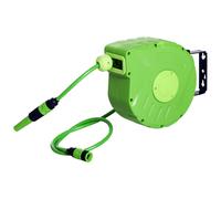 Outsunny Dévidoir Mural Enrouleur Automatique pivotant 180° Tuyau 10 + 1 m avec Lance arrosage Support Mural intégré Vert