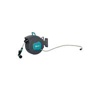 Outsunny Enrouleur tuyau d'arrosage automatique pivotant 180° 15+1,4 m Support mural Turquoise/Gris