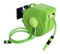 Outsunny Dévidoir mural automatique pivotant 180° tuyau 20+2 m lance d'arrosage Vert