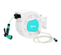 Enrouleur tuyau arrosage - Outsunny - 25+2 m - support mural + poignée - pivotant à 180° - 7 options de jets d'arrosage - gris