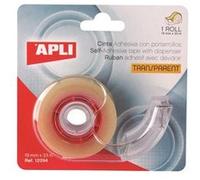 APLI 12094 Ruban adhésif transparent avec distributeur 19 mm x 33 m