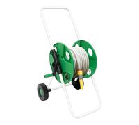 Dévidoir pour tuyau d'arrosage de 1/2" jusqu'à 50 m : tambour en métal avec 2 roues et manivelle, structure stable et légère