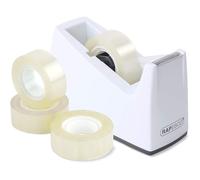 Dévidoir Ruban Adhésif + 4 Rouleaux Rapesco Couleur Blanc