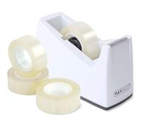 Dévidoir Ruban Adhésif + 4 Rouleaux Rapesco Couleur Blanc