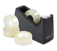 Dévidoir Ruban Adhésif + 4 Rouleaux Rapesco Couleur Noir