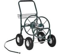 Outsunny Dévidoir sur Roues 70 m - dévidoir métal - dévidoir Chariot - Enrouleur Tuyau d'arrosage - poignée antidérapante, Panier Rangement - métal Vert