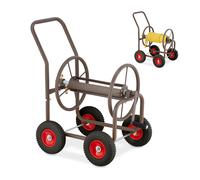 Dévidoir 60 m Enrouleur tuyau arrosage jardin Rangement marron roues caoutchouc