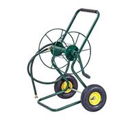 Dévidoir Tuyau d’Arrosage 2 Roues Pneumatiques COSTWAY-61m Dévidoir 3/4""-Tuyau 188cm-Poignée Antidérapante-Raccords en Laiton-Vert