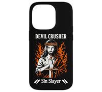 Devil Crusher Sin Slayer Jesus Spiritual Warfare Christian Coque pour iPhone 14 Pro