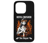 Devil Crusher Sin Slayer Jesus Spiritual Warfare Christian Coque pour iPhone 15 Pro