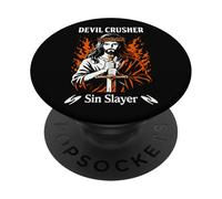 Devil Crusher Sin Slayer Jesus Spiritual Warfare Christian PopSockets PopGrip Adhésif