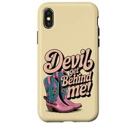Devil Get Behind Me Bottes de Cowboy Coque pour iPhone X/XS