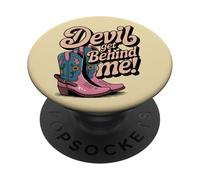 Devil Get Behind Me Bottes de Cowboy PopSockets PopGrip Adhésif