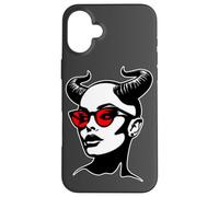 Devil Girl Lilith Demon Horns Lunettes de Soleil Blackwork Coque pour iPhone 16 Plus