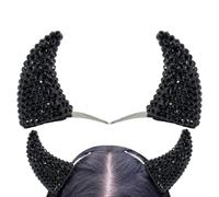 Devil Horn Hair Clips - Acrylic Stainless Steel 7x6cm | Rhinestone Black Barrette Set For Halloween Costume | Cute Party Accessory For Women Girls Themed Dress