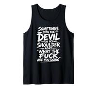 Devil on My Shoulder Funny Sarcastic What The Fuck Citation Débardeur