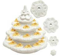 Deviled Egg Christmas Tree,Creative Christmas Tree Deviled Egg Holder,Reusable Resin Holiday Eggs Platter with Lid,Home Decor Serving Tray for Cookie Appetizer Festive Holiday Parties (White)