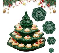 Deviled Egg Christmas Tree,Stackable Green X-mas Plant-Shaped Eggs Holder,Reusable Holiday Deviled Oval Tray with Lid,Christmas Tree Deviled Egg Platter,for Thanksgiving Party Tableware (Green)