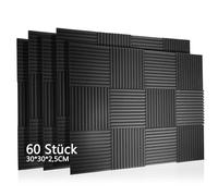 Devilly Lot de 60 dalles de mousse acoustique pour mur, studio, podcasts, studios d'enregistrement, bureau, acoustique 30 x 30 x 2,5 cm