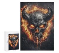 Devil's Fiery Skull Artwork Puzzle 1000 Pièces Educa Jouet en Bois Cadeau Unique Décoration Intérieure Jeu Éducatif Challenge Toy Adultes Et Enfants À Partir De 14 Ans 300 PCS