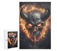 Devil's Fiery Skull Artwork Puzzle 1000 Pièces Educa Jouet en Bois Cadeau Unique Décoration Intérieure Jeu Éducatif Challenge Toy Adultes Et Enfants À Partir De 14 Ans 1000 PCS