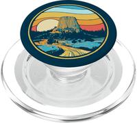 Devils Tower Monument Vintage 80s Wyoming Graphic PopSockets PopGrip pour MagSafe