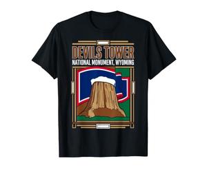Devils Tower National Monument Drapeau du Wyoming USA Voyage Art T-Shirt