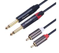Devinal Câble 1/4 vers RCA, double adaptateur TS 1/4 vers 2 RCA/phono, 1,5 m