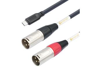 Devinal Câble audio USB C vers double XLR, adaptateur convertisseur USB de type C vers XLR mâle pour amplificateur, haut-parleur, console de mixage, etc. 3 m