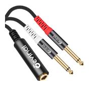 Devinal Câble de dérivation TRS vers double TS - Adaptateur stéréo femelle 6,35 mm vers double TS mâle 6,35 mm et femelle 6,35 mm vers 2 répartiteurs en Y mono 6,35 mm - 0,3 m