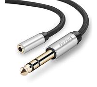 Devinal Câble d'extension de casque femelle de 6,35 mm vers 3,5 mm, adaptateur TRS de 6,35 mm à 3,5 mm, connecteur convertisseur de cordon stéréo femelle 1,5 m