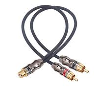 Devinal Câble répartiteur RCA,Adaptateur RCA femelle à double mâle,Câble Y audio stéréo phono,Heavy Duty, plaqué or (1 femme pour 2 hommes) 10 pouces (25 cm)