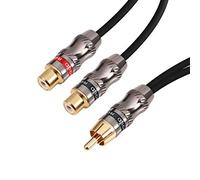 Devinal Câble répartiteur RCA/Phono, Adaptateur RCA mâle à double femelle, Câble audio stéréo Y, Heavy Duty, plaqué or, pour caisson de basses (1 homme pour 2 femmes) 10 pouces (25 cm)