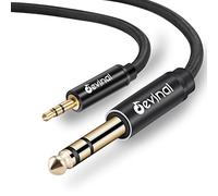 Devinal Câble stéréo 6,35 mm vers 3,5 mm TRS, câble adaptateur d'interconnexion avec tresse en nylon extra durable plaqué or 1,8 m