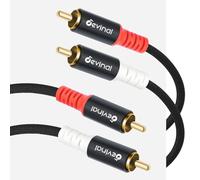 Devinal Câbles RCA de 3 m, câble audio 2RCA vers 2RCA, cordon RCA stéréo mâle blindé tressé pour home cinéma, HDTV, amplificateurs, systèmes Hi-Fi, audio de voiture, haut-parleurs