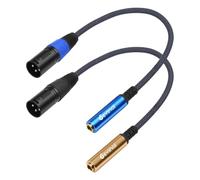 Devinal Lot de 2 câbles adaptateur TRS femelle vers XLR mâle 1/4" - Cordon audio équilibré de 30 cm, nylon tressé, plaqué or, anneaux bleus et dorés