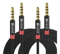 Devinal Lot de 2 câbles TRRS de 3,5 mm, câble auxiliaire à 4 pôles, mini jack stéréo en nylon tressé mâle vers mâle de 2 m
