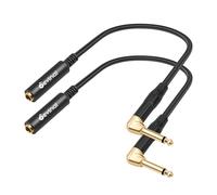 Devinal Lot de 2 câbles TS mâle à angle droit de 6,35 mm vers TS femelle de 6,35 mm, adaptateur d'extension pour guitare en forme de V, 3,5 cm