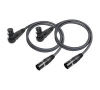 Devinal Lot de 2 câbles XLR à angle droit réglable femelle vers mâle droit, adaptateur de microphone XLR à 90 degrés pour appareils sonores, mixeur, enregistreur de 1 m
